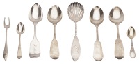 American silver: three fiddle pattern tablespoons, by Ward & Bartholomew, initialled, Hartford CT, a similar silver...