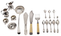 A quantity of silver and electro-plate, to include a George III silver Old English pattern soup ladle, with scallop...