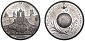 Peace of Amiens, an unsigned white metal medal, Dove of Peace flying over globe, sprays of palm and olive below,...