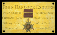 The Westminster Abbey C.B. Chapel Stall Plate of Captain John Hancock, Royal Navy

The Most Honourable Order of...