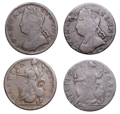 Evasion Halfpennies (2), both in the name of Cornwallis, 1788, cornwal-lis . ind . bust left, rev, british girls,...