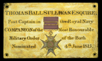 The Westminster Abbey C.B. Chapel Stall Plate of Captain Thomas Ball Sullivan, Royal Navy, who received the N.G.S....