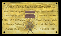 The Westminster Abbey C.B. Chapel Stall Plate of Major-General John Pine Coffin, latterly D.Q.M.G. of H.M. Forces in...