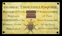 The Westminster Abbey C.B. Chapel Stall Plate of Lieutenant-Colonel George Thornhill, 13th (or Prince Albert’s)...