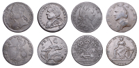 1791, in the name of George Gordon, rev. Britannia seated left, britons rule around, 6.16g (Atkins 117); 1796,...
