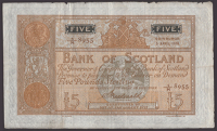 Bank of Scotland, £5, 5 April 1918, serial number 4/H 8955, Macdonald signature, fresh and original paper, about...