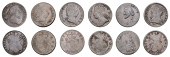 Evasion Halfpennies (6), 1779, in the name of Claudius Romanus, laureate head right, rev. Britannia seated left, may...