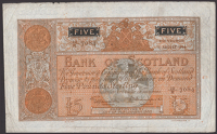Bank of Scotland, £5, 11 August 1944, serial number 12/R 7084, Elphinstone and Crawford signatures, a clean and...