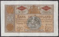 Bank of Scotland, £20, 9 November 1942, serial number 3/H 1537, Elphinstone and Crawford signatures, original...