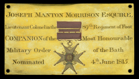 The Westminster Abbey C.B. Chapel Stall Plate of Brigadier-General Joseph Manton Morrison, 89th Foot, who was in...