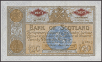Bank of Scotland, £20, 3 October 1963, serial number 4/H 0623, Bilsland and Watson signatures, a very attractive...