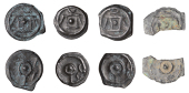 British Iron Age, CANTII, cast Potin Unit, Nipples type, crude outline head right, rev. crude outline bull of...