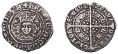 Henry VI (First reign, 1422-1461), Annulet issue, Halfgroat, Calais, mm. cross V, 9-arc tressure, annulet after...