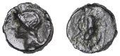 British Iron Age, CANTII, cast Potin Unit, Birchington Bull type, head of Apollo left, rev. butting bull left,...
