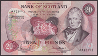 Bank of Scotland, £20, 1 October 1970, serial number A173063, Polwarth and Walker signatures, about extremely...