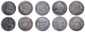 Evasion Halfpennies (5), 1797, in the name of Admiral Jervis, draped bust right, rev. Britannia seated left, rule...