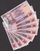 Bank of Scotland, £20 (9), 1 May 1995 (2), prefixes AA and AW, Pattullo and Burt signatures, 25 October 1996 (3),...