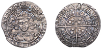 Henry VI (First reign, 1422-1461), Pinecone-Mascle issue, Groat, Calais, mm. cross IIIb/V, mascle after rex and...