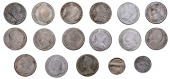 Evasion Halfpennies (14) and Farthings (2), various legends and types [16]. Varied state 	 £80-£100