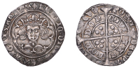 Henry VI (First reign, 1422-1461), Leaf-Pellet issue, Groat, class C, London, mm. cross IIIb on obv. only, leaf on...