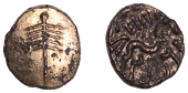 British Iron Age, DOBUNNI, Eisu (c. AD 20-43), plated contemporary imitation of a gold Stater, Tree type, Dobunnic...