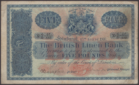 British Linen Bank, £5, 15 August 1916, serial number O/3 17/265, two manuscript signatures, a presentable good...
