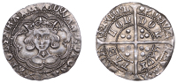 Edward IV (First reign, 1461-1470), Heavy coinage, Groat, London, class I/II mule, mm. cross fleury on obv., rose on...