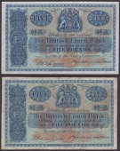 British Linen Bank, £5 (2), 17 July 1941 and 19 July 1943, serial numbers R/6 13/462 and H/7 29/296, both Mackenzie...