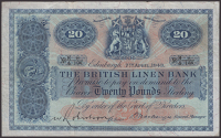 British Linen Bank, £20, 7 April 1943, serial number H/4 8/126, Mackenzie signature, two small ink stains on...