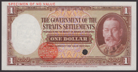 Government of the Straits Settlements, colour trial $1, ND (c.1931), no serial number or signature, light brown and...