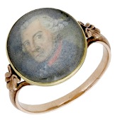 A portrait miniature ring of Frederick the Great, King of Prussia, second half of 18th century, the glazed portrait...
