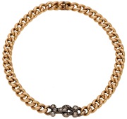 A late 19th century bracelet, the gold curb-link bracelet with rose-cut diamond frontispiece of interlocking design,...