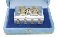 A silver presentation cigarette case and cover, circa 1971, relating to the 2500 year celebration of the founding of...