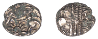 British Iron Age, BELGAE, Uninscribed issues, a contemporary plated imitation of a gold Quarter-Stater, Ringed Horse...