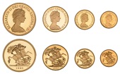 Elizabeth II (1952-2022), Decimal issues, Proof Set, 1980, comprising Five Pounds, Two Pounds, Sovereign  and...