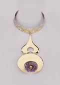 An impressive 18ct bicolour gold collar and pendant necklace by Barbara Cartlidge, 1970, the collar applied with...