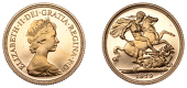 Elizabeth II (1952-2022), Decimal issues, Proof Sovereign, 1979, edge grained, 8.00g/12h (Hill 310A; S SC1). As...