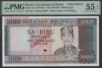 Government of Brunei, specimen 1000 Ringgit, ND (1979), no serial number or signature, Sultan Hassanal Bolkiah, red...