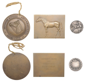 BELGIUM, Jockey Club, 1968, a bronze plaque by C.B., horse standing left, Legend in five lines, 85 x 61mm; Liege...