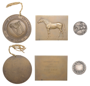 BELGIUM, Jockey Club, 1968, a bronze plaque by C.B., horse standing left, Legend in five lines, 85 x 61mm; Liege...