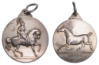 Hackney Horse Society, a silver-gilt award medal by Mappin & Webb, c.  1915, horse galloping left, rev. cavalryman...