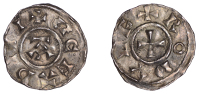 Danelaw, St Edmund Memorial coinage, Penny, uncertain mint in East Anglia, Rodulf, rc eadmi around large A, rev....