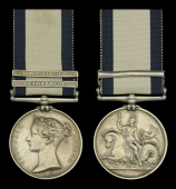 Naval General Service 1793-1840, 2 clasps, Guadaloupe, Malaga 29 April 1812 (William Leaper, Carpenter.) edge...