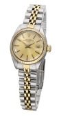 Rolex. A lady’s stainless steel and gold automatic wristwatch with date and bracelet, Ref. 6917, Datejust, circa...