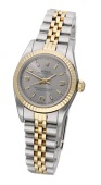 Rolex. A lady’s stainless steel and gold automatic wristwatch with bracelet, Ref. 76193, Oyster Perpetual, circa...