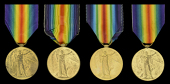 Victory Medal 1914-19 (4) (Lieut. W. Laverton.; 22309 Pte. J. R. Lea. Glouc. R.; 292013 Pte. G. Shawyer, Glouc. R.;...