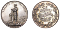 London Rifle Brigade, 1906, a silver award medal by W.J. Taylor for H.T. Lamb & Co., London, rifleman standing left,...
