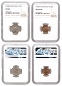 Hungary, Franz Joseph I, 20 Fillér, 1908kb, longer leaves on rev., Fillér, 1902kb, both Kremnica (ÉH 1497, 1504;...