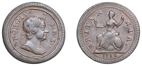 George I (1714-1727), Farthing, 1719, large obv. letters (BMC 807; S 3662). Very fine, scarce	 £100-£120