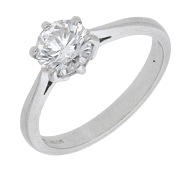 A diamond single stone ring, set with a brilliant-cut diamond in platinum, UK hallmark, diamond weight approximately...